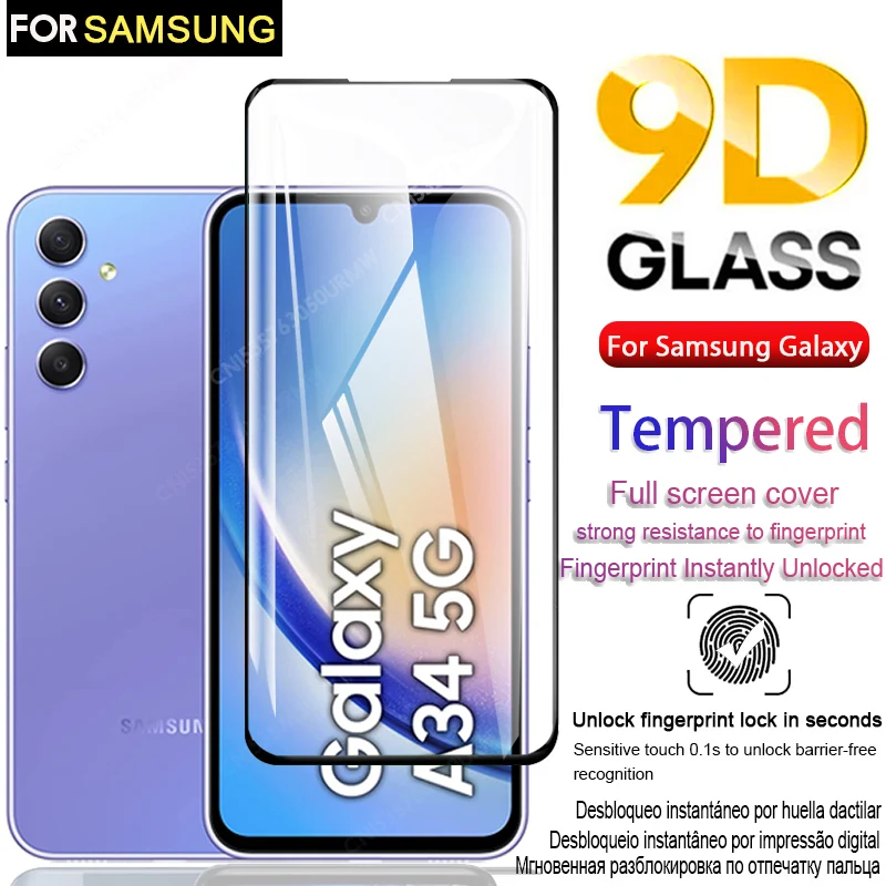 HD Tempered Glass For Samsung Galaxy A54 A14 A34 A53 A33 A13 A52 S20FE 5G Full Cover Screen Protector A73 A52S A51 A72 A23 Film