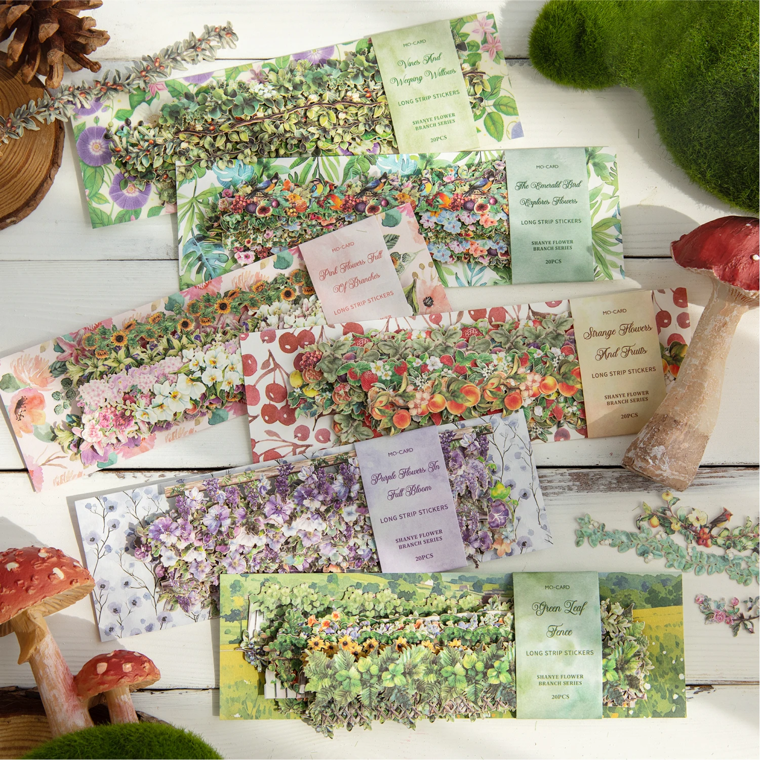 

20 шт., горный дикий цветок, ветка, серия, ретро наклейки с растениями, полоски, креативный декор, планировщик, справочник, материал для скрапбукинга «сделай сам»