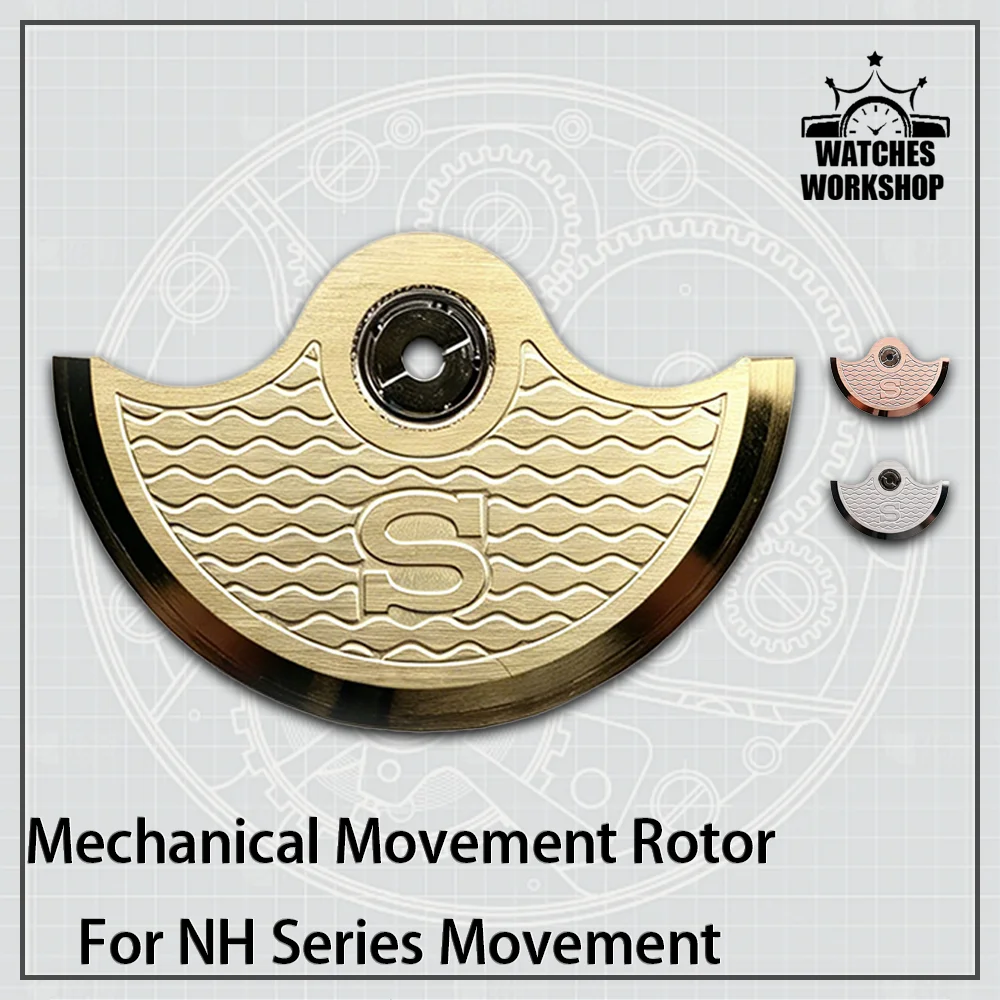 Fish Scale Wave Engraved S Logo Metal Oscillating Rotor For NH Series Mechanical Watch Mod Accessories