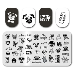 Nail Stamp MouTeen-200 Pug Dog Nail Stamping Plates Manicure Set For Nail Art Stamper