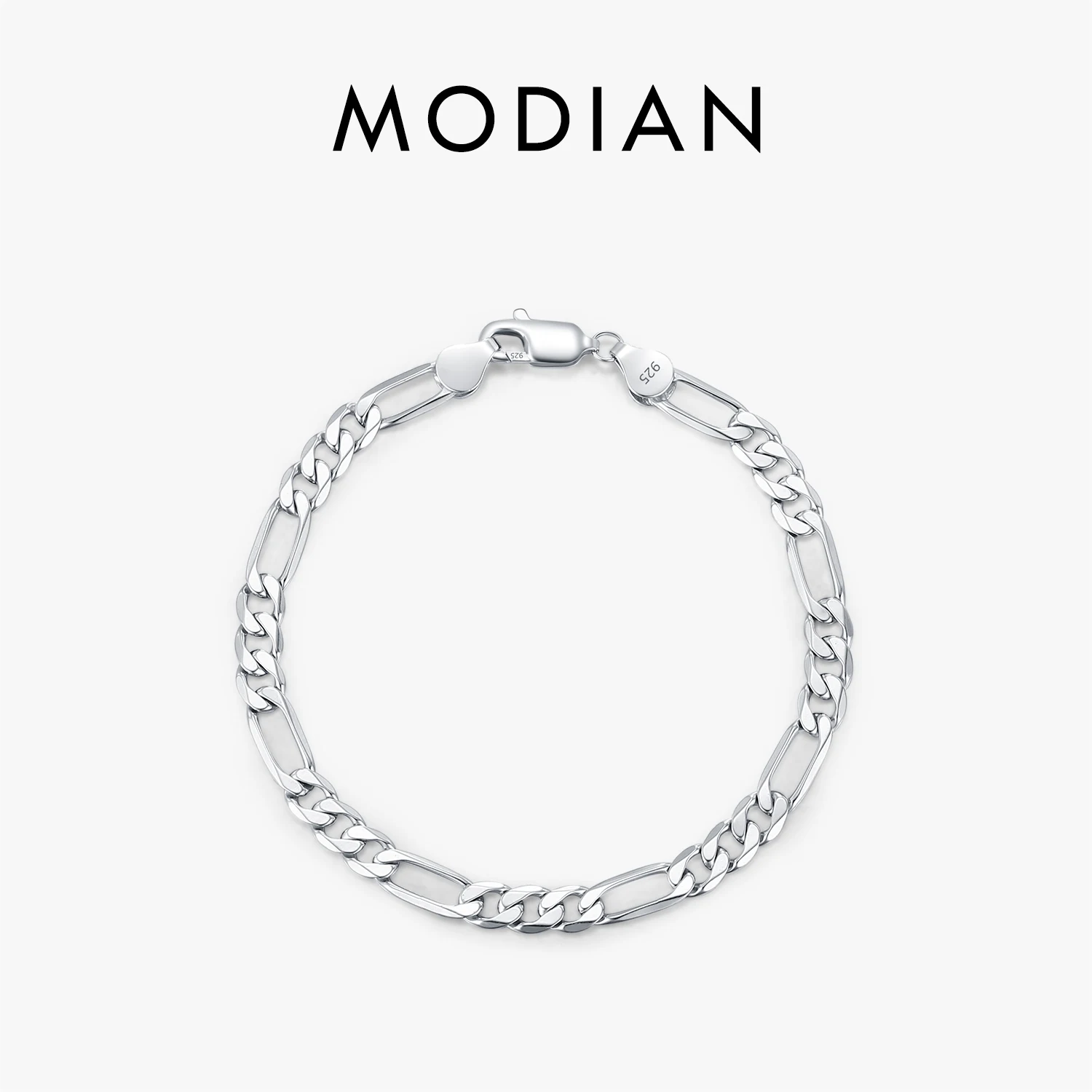 MODIAN 925 Sterling Silver 3 Size Classic Figaro Hollow out Chain Bracelet For Women And Men Daisy Fine Jewelry Accessories
