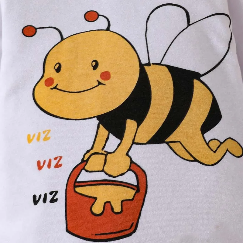 3 pçs bonito meninos bebê meninas conjunto de manga longa abelha carta bodysuit onesies calças listradas chapéu conjunto roupas de bebê