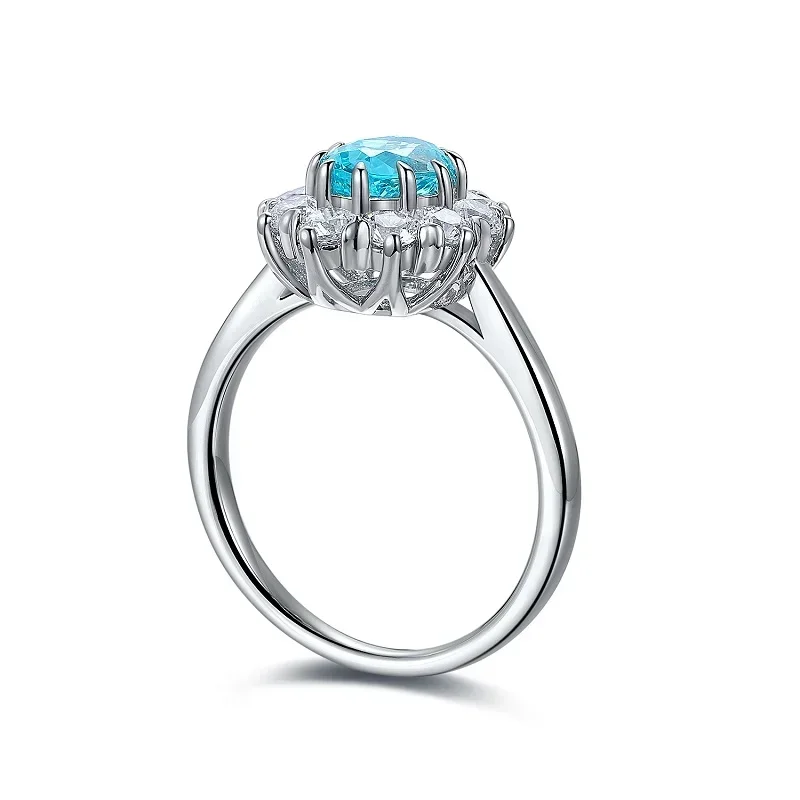 Pirmiana Hot Sale 1.38ct Lab Grown Paraiba Sapphire Ring S925 Silver Engagement Women