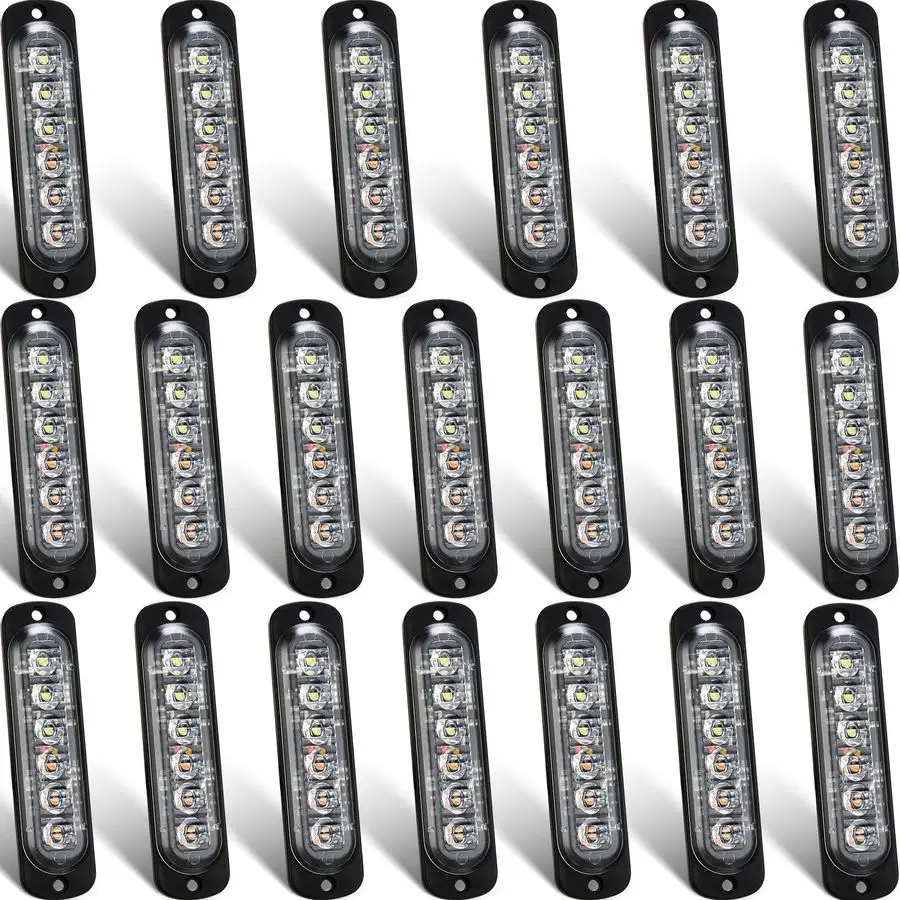 

Pack LED Emergency Strobe Lights 6 LED Amber White Surface Mount Flashing Lights Warning Emergency Flashing Lights Construction