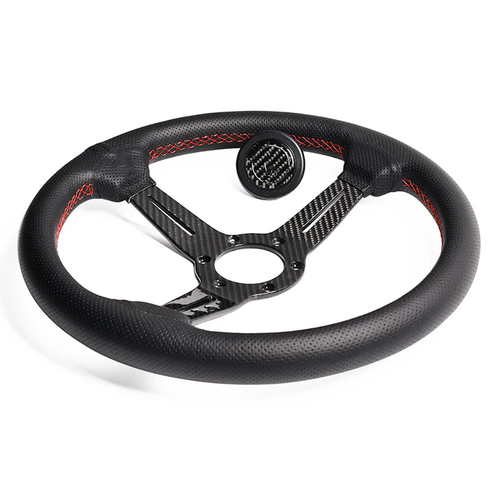 New Carbon Fiber Shallow Concave Steering Wheel Modification 14 Inch 350MM Quick Release Steering Wheel Accessories Universal 