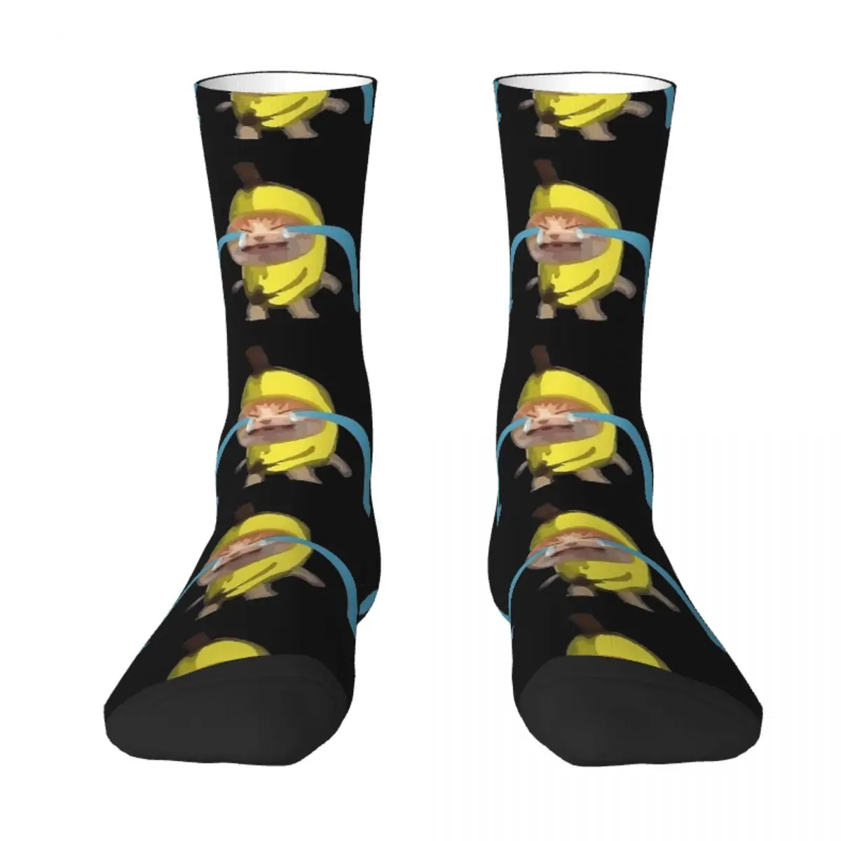 Banana Cat Crying Meme Socks Winter Funny Fruit Stockings Elegant Couple Medium Soft Socks Design Skateboard Anti Skid Socks