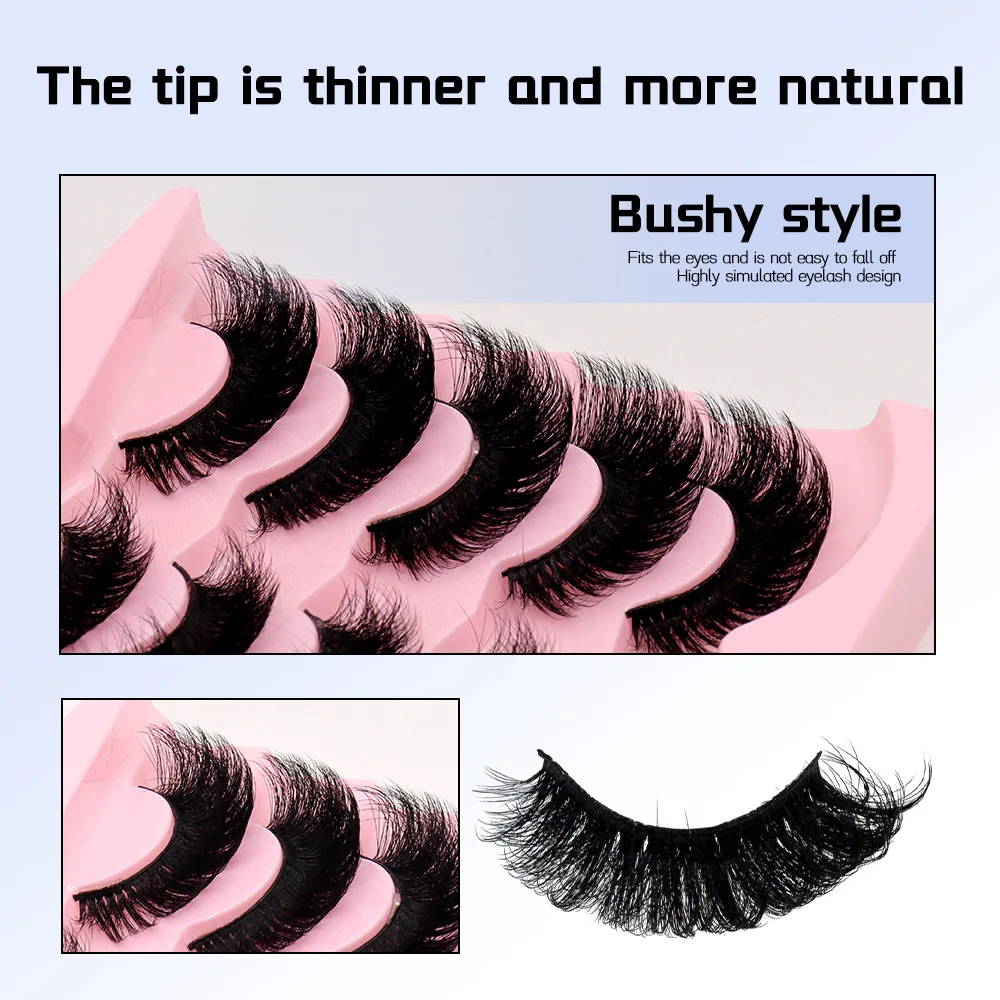 5 أزواج من الرموش الهزلية رموش المنك الاصطناعية الطبيعية الرموش الصناعية الكاملة تكثيف رموش عين القط تأثيري السفر mu