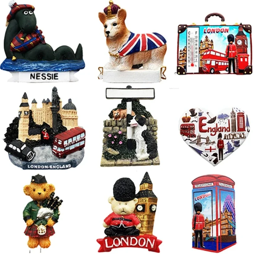 London Fridge Magnets British Bus Big Ben Manchester Windsor Oxford Bear England Magnetic Fridge Stickers Collection Gifts