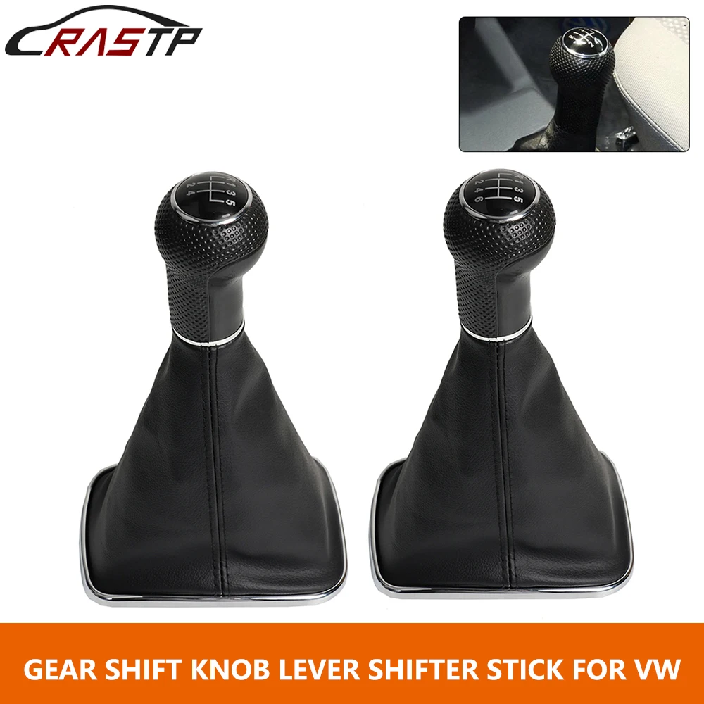 RASTP-5/6 Speed 12mm Car Gear Shift Knob Shifter Lever Gaiter Boot For Volkswagen VW GTI R32 Bora Jetta Golf 4 IV MK4 RS-SFN149