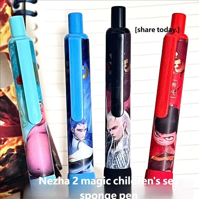 

4 шт./компл., ограниченная серия, выдвижная ручка Nezha, рекомендуемая в Instagram, высокоэстетичная вирусная студенческая ручка 0,5 мм, мягкая ручка для экзамена, черная ручка