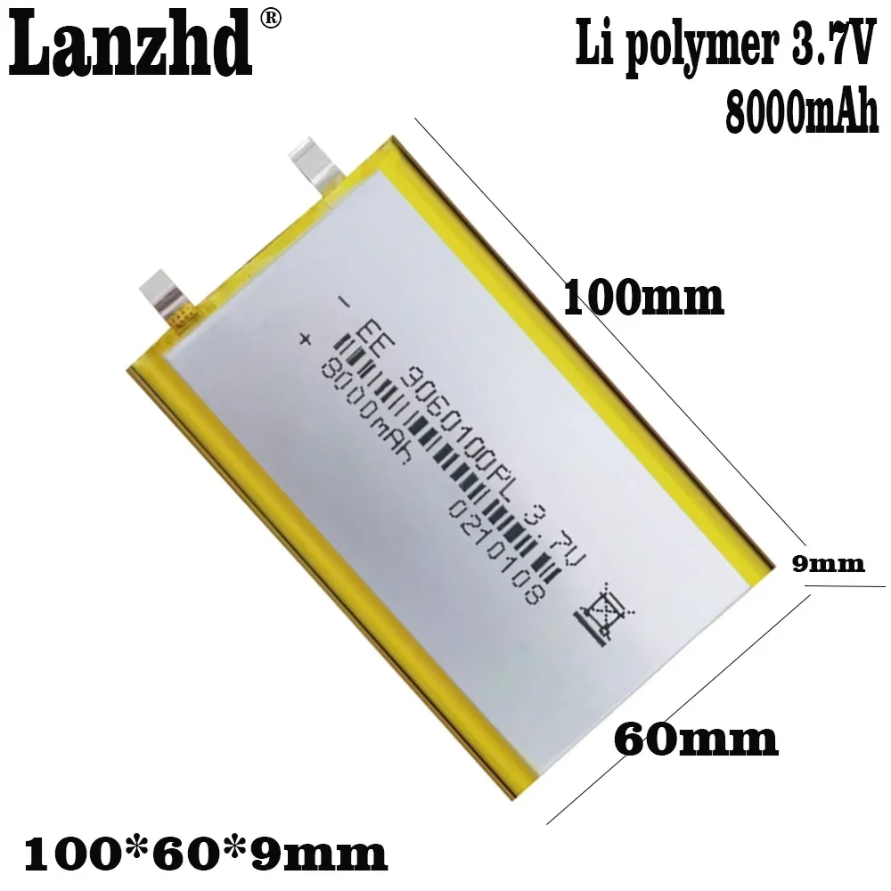 

1-10pcs 3.7V 5000mAh 9060100 Polymer Lithium LiPo Rechargeable Battery For GPS PSP DVD PAD Tachograph power bank Speaker battery