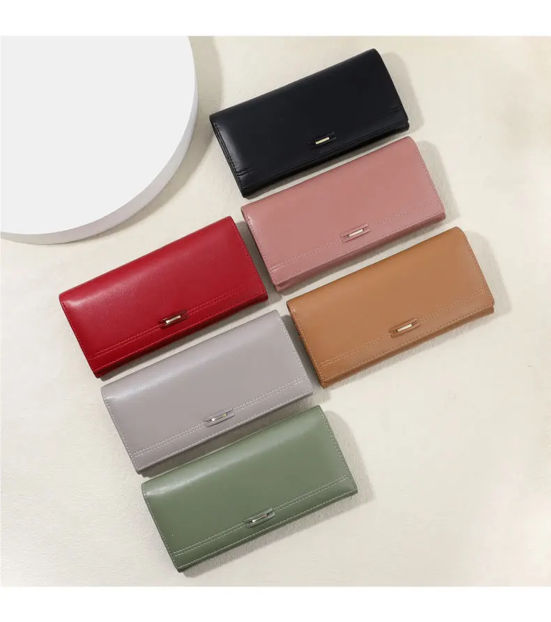 Fashion Long Women Wallet Zip Coin Purse PU Leather Wallets for Women Fold Purses Female Card Holder Walet Green Black Red