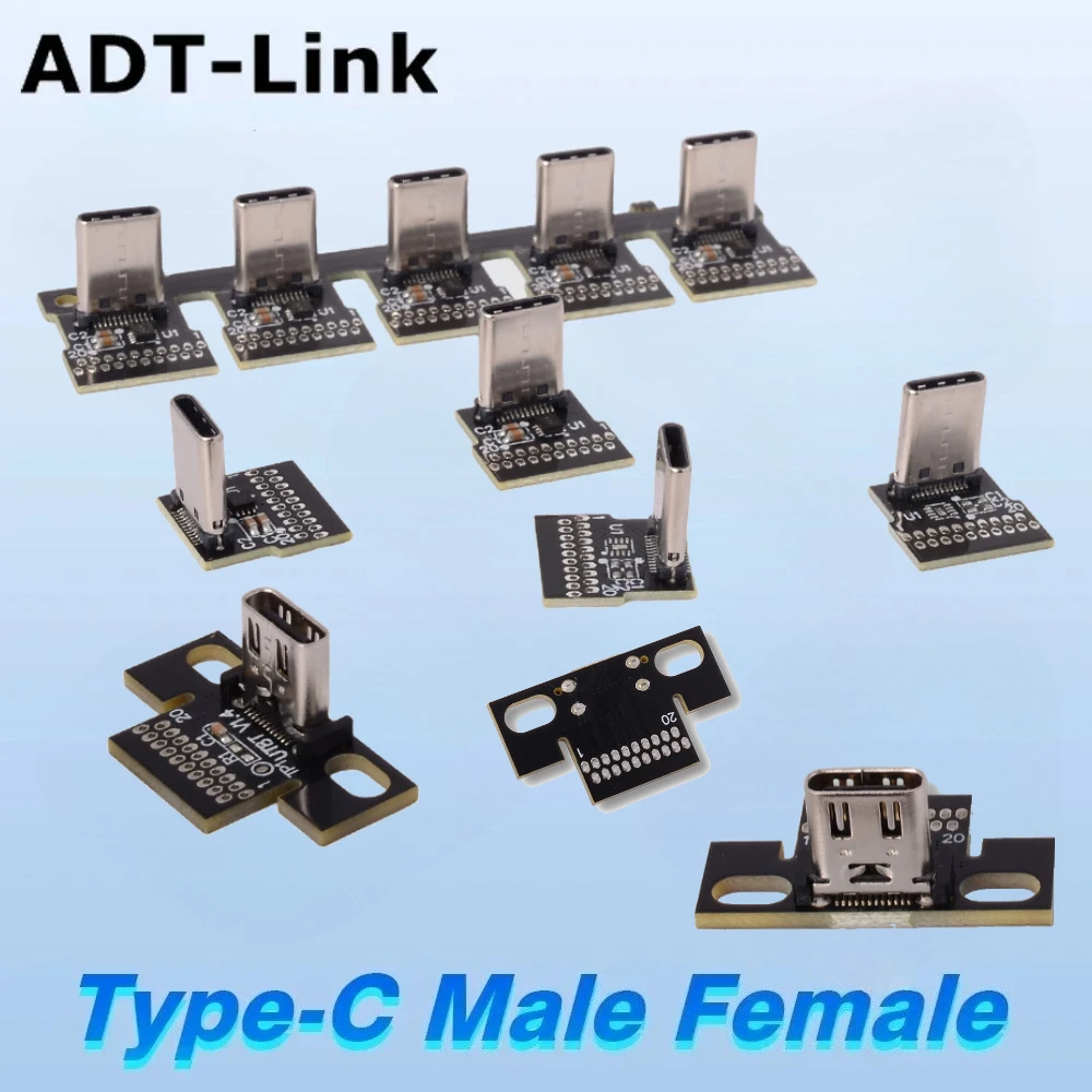 USB 3.1 Type-C 8P/16P/20PIN Breakout Board Left Right Angle Male Female Connectors DIY Type C PCB Converter Board Adapter Socket
