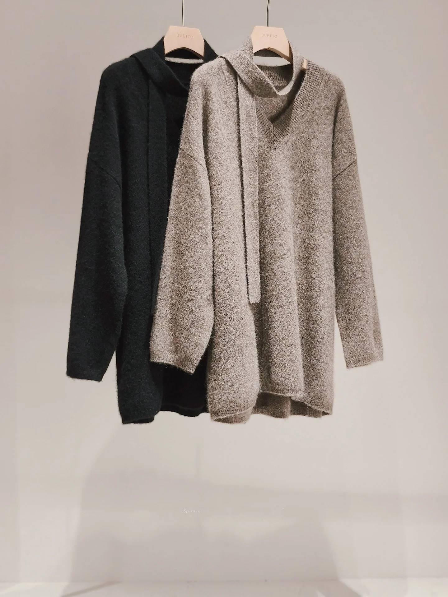 

Свитер Duetto Gold из шерсти яка, ультрамягкий, длинный, бархатистый, средней длины, с V-образным вырезом, с поясом, оверсайз, вязаный, теплый, термо, женский