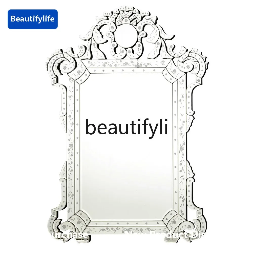 cqy Venice Hanging Mirror European Dresser Wall Hanging Makeup Mirror Carved Bathroom Decorative Mirror