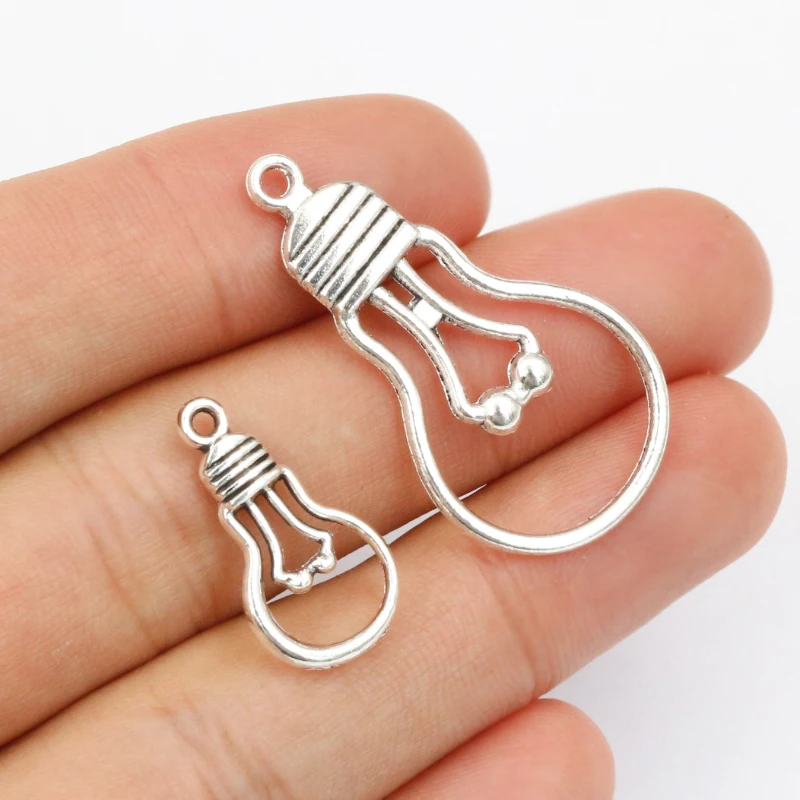 20pcs Light Bulb Charms Pendant 2 Sizes Alloy Metal DIY Jewelry Making Accessories for Necklace Earrings Supplies view 2