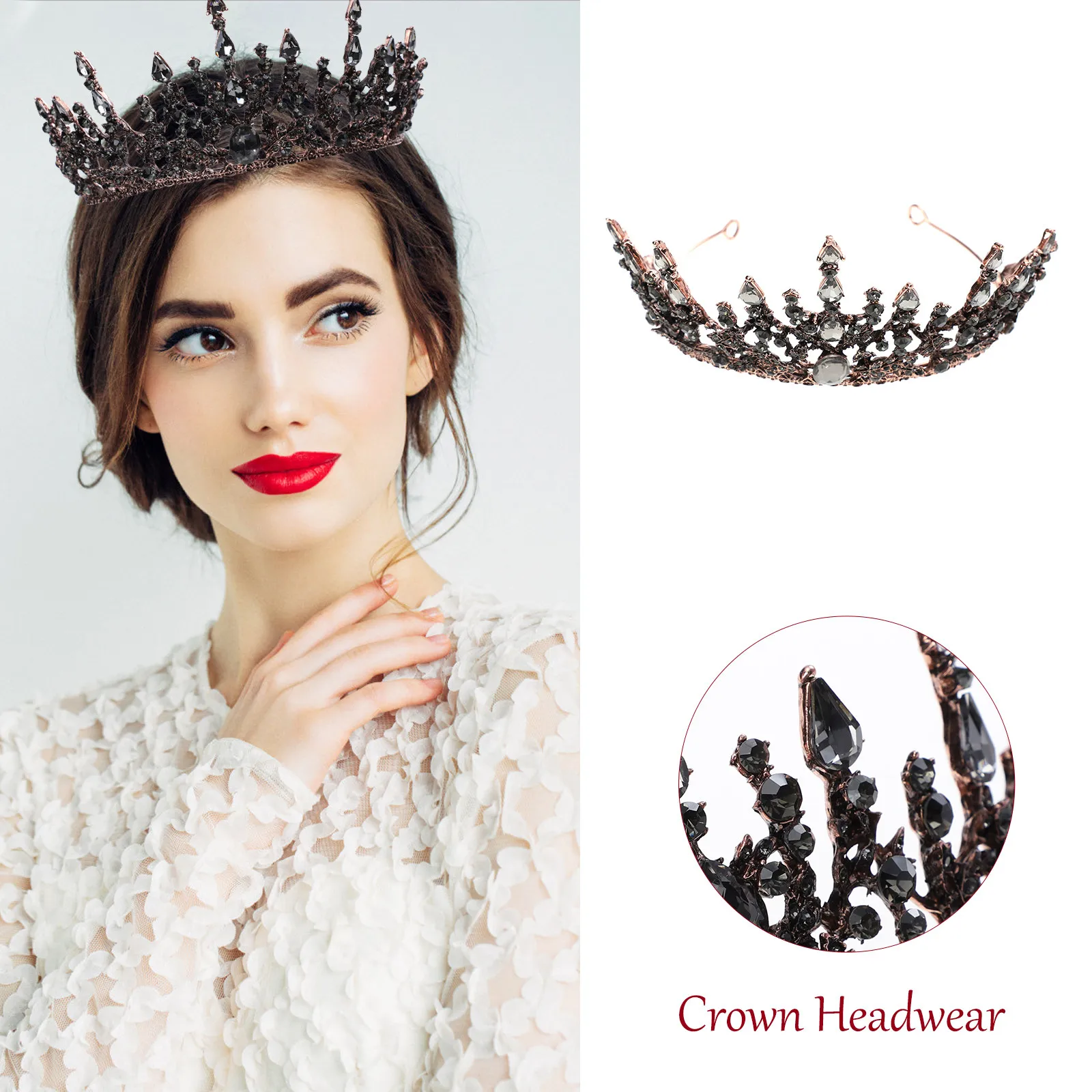 

1 шт. Свадебный головной убор для женщин, тиара, аксессуар для волос, корона, ретро-стиль, из сплава, со стразами, в стиле барокко, для танцевальных вечеринок