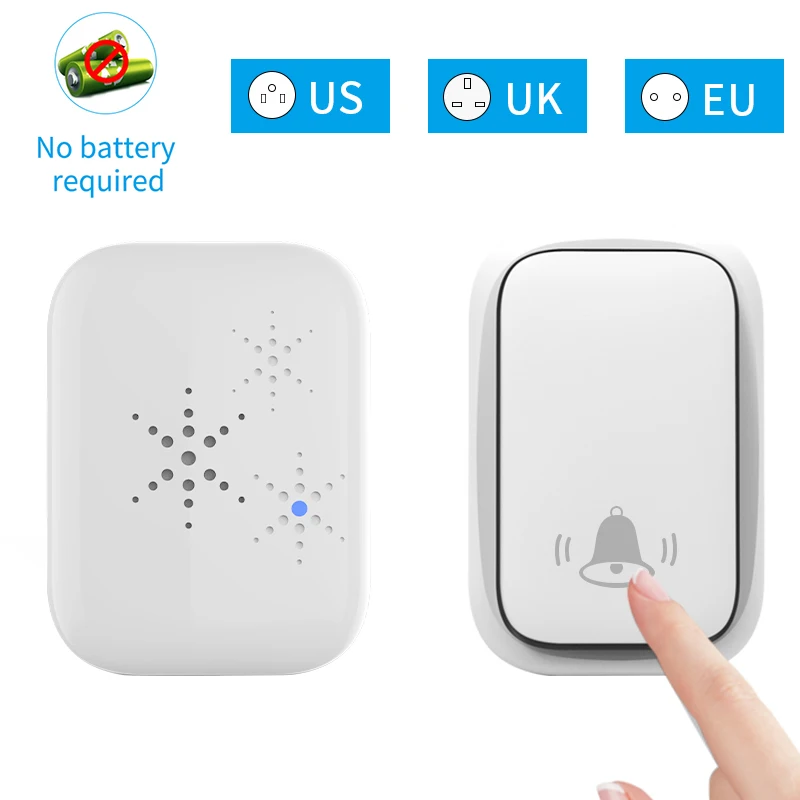 Wireless Doorbell Self-Powered|38 Melodies & 150M Range|Waterproof Push Button with Memory Function|3-Level Volume, No Wiring