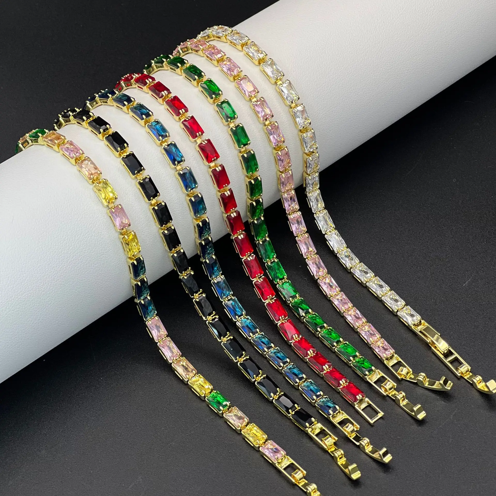 tennis bracelet multicolor Crystal Tennis Wrap Bracelet For Women Fashion Multicolor Rhinestone Elastic Chain Bangle Lady Party