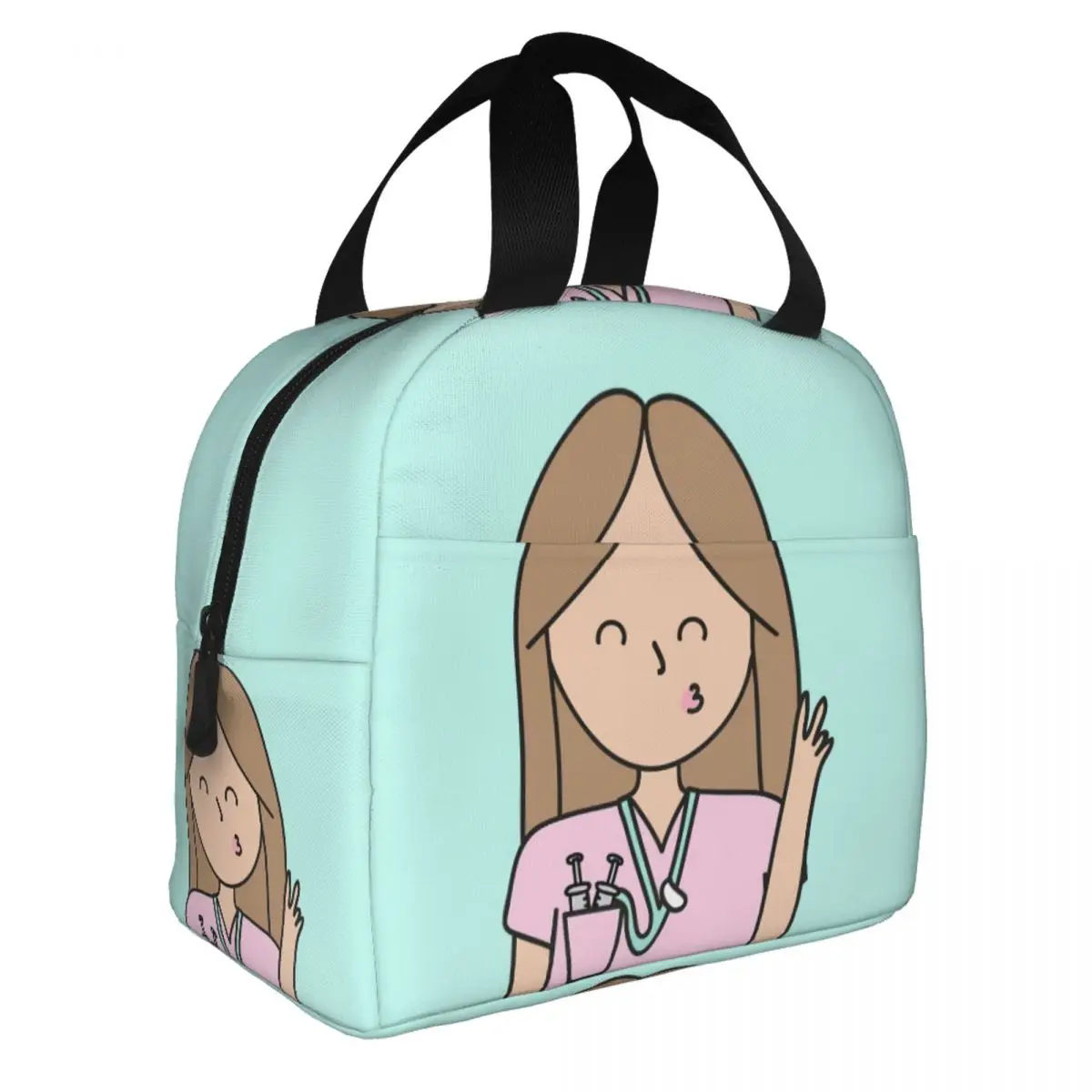 Enfermera En Apuros Insulated Lunch Bags borsa termica contenitore per pasti Cute Nurse Large Tote Lunch Box per uomo donna College Outdoor