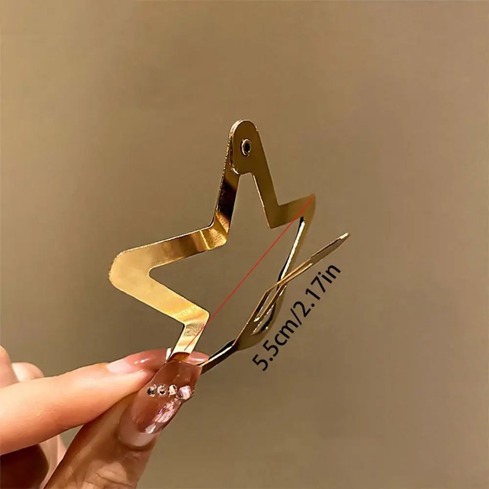 لطيف نجمة خماسية ستار BB مشبك شعر سبيكة الجوف الجانب المشابك أغطية الرأس الملونة Y2k دبوس الشعر الفتيات