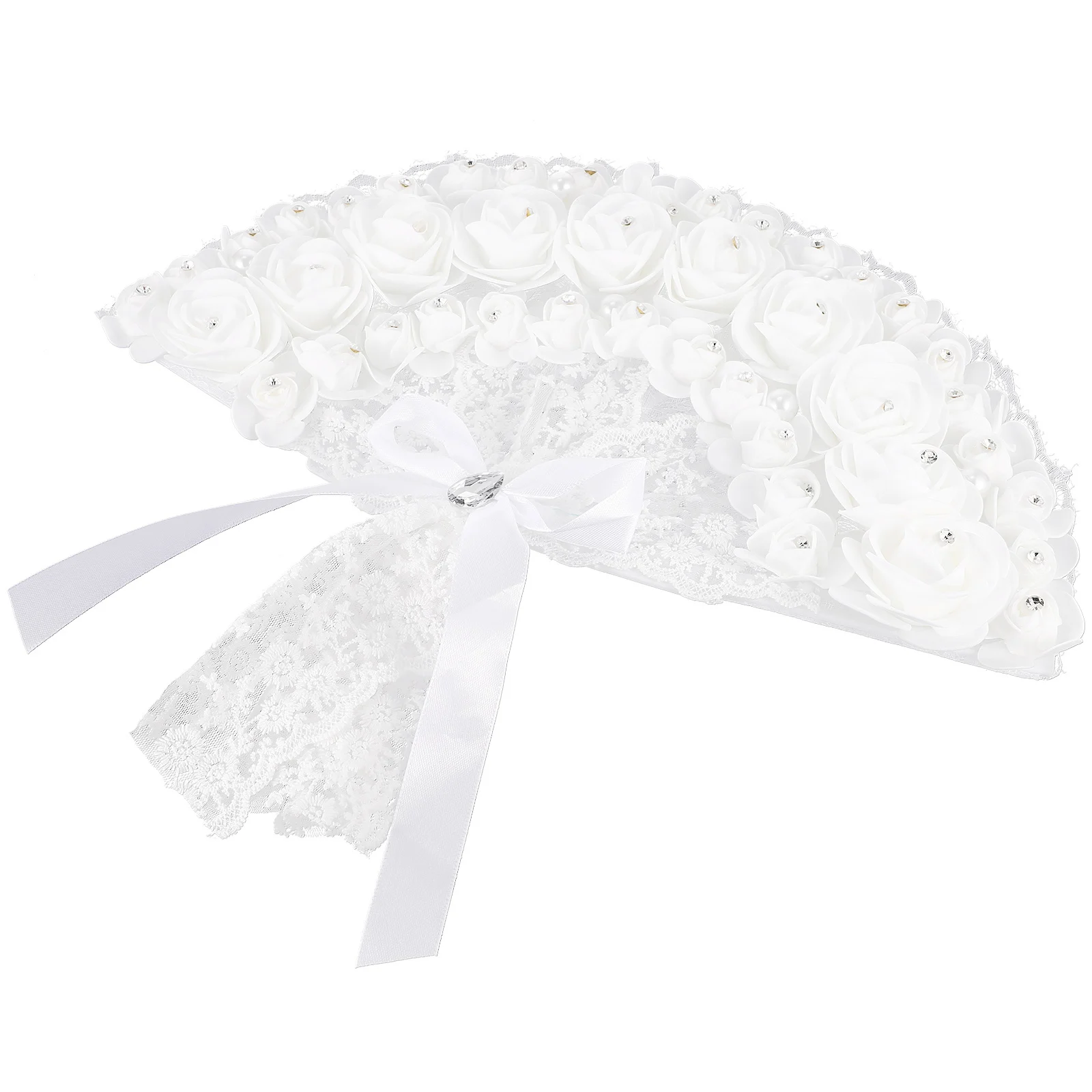

Wedding Decor Lace Flower Fan Decorative Hand Fans Festival Bridesmaid Manual for White Women's