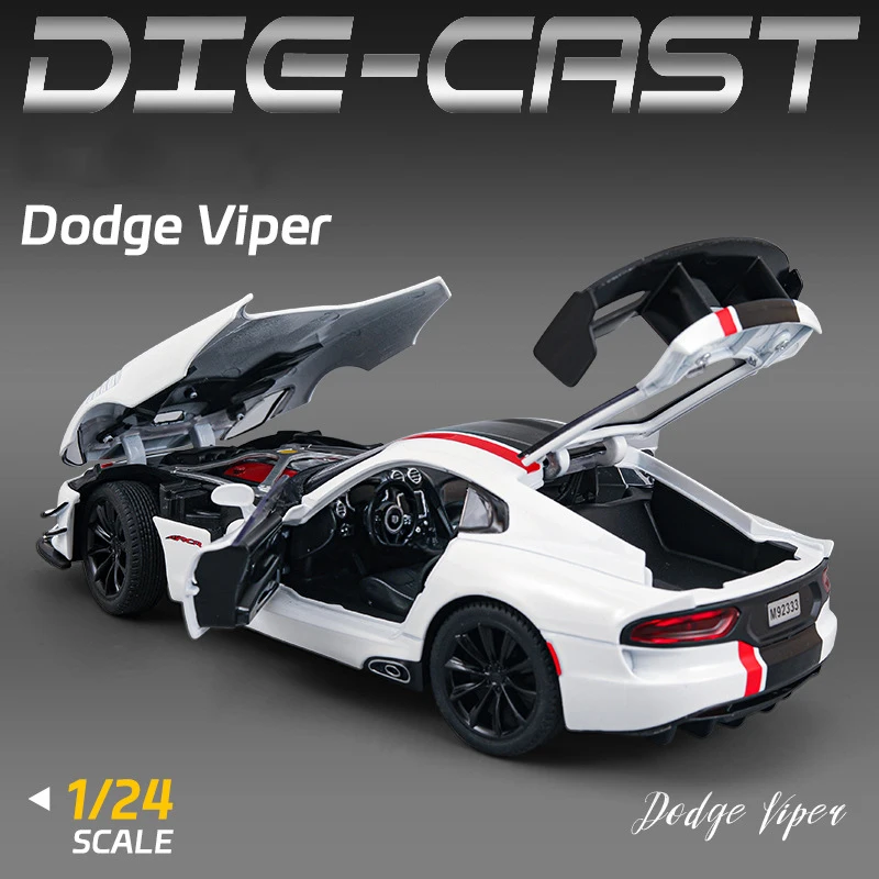 Dodge Viper ACR SRT-modelo de coche deportivo de aleación, vehículos de carreras de Metal fundido a presión, modelo de coche, simulación de sonido y luz, juguete para regalo, 1:24
