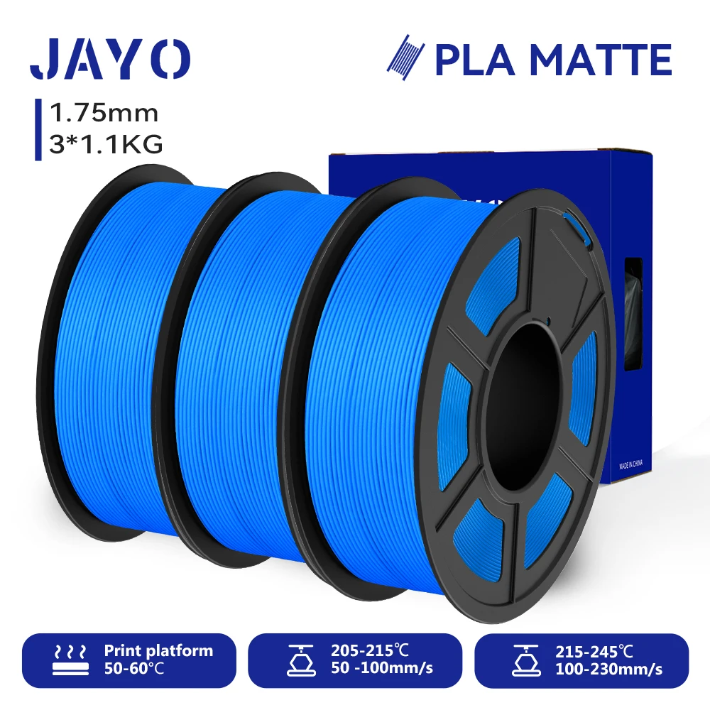 JAYO 3D Printer Filament PLA Matte 1.75MM Neatly Wound 3D Filament PLA 1.1KG Smooth Matte Finish 3D Printing Materials image 3