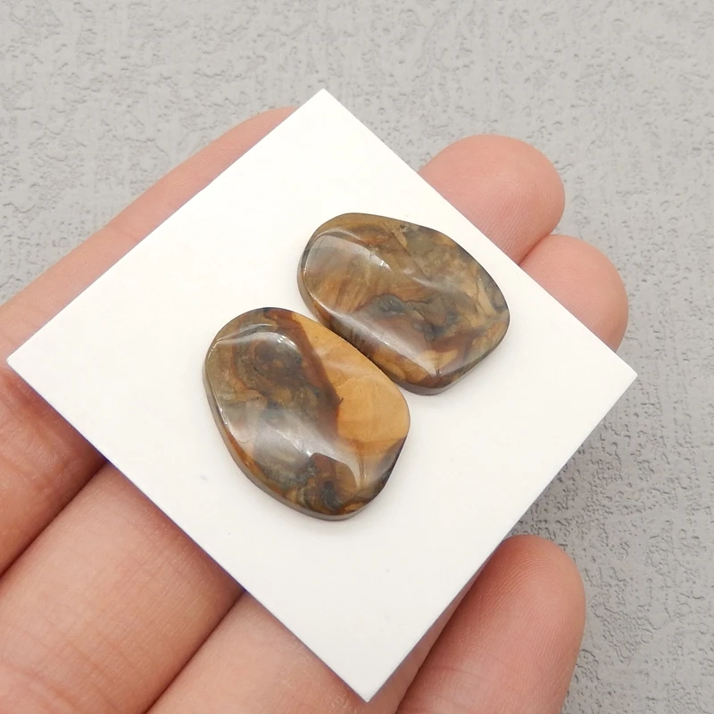 Immagine di moda da donna Jasper Pietra naturale Cabochon Perline Gioielli 19x14x3mm 2,6g
