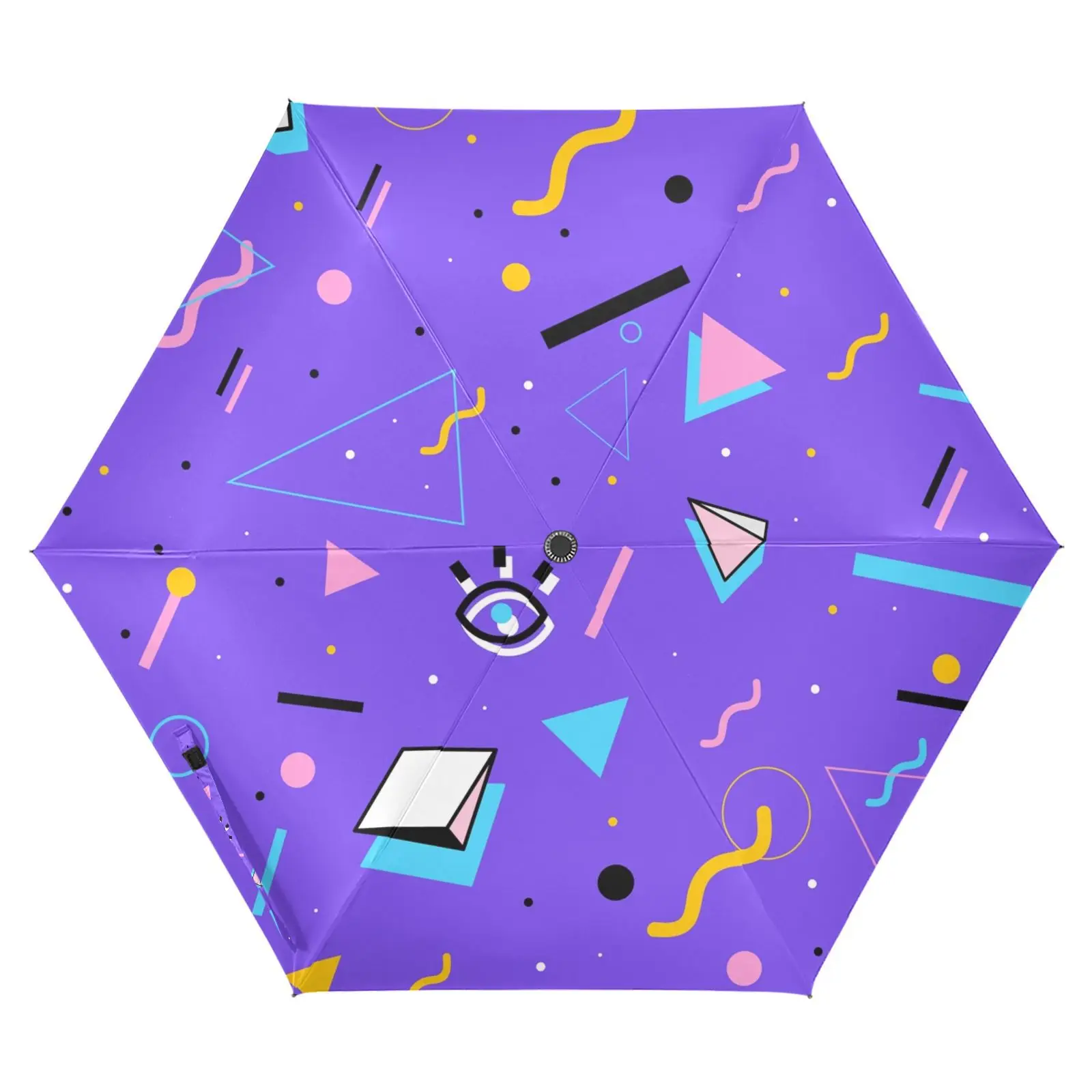 Violet Three Folding Umbrella Rain Women Geometric design Sun Protection Anti-UV Fully Automatic Umbrella Parasol Sunshade 6Ribs