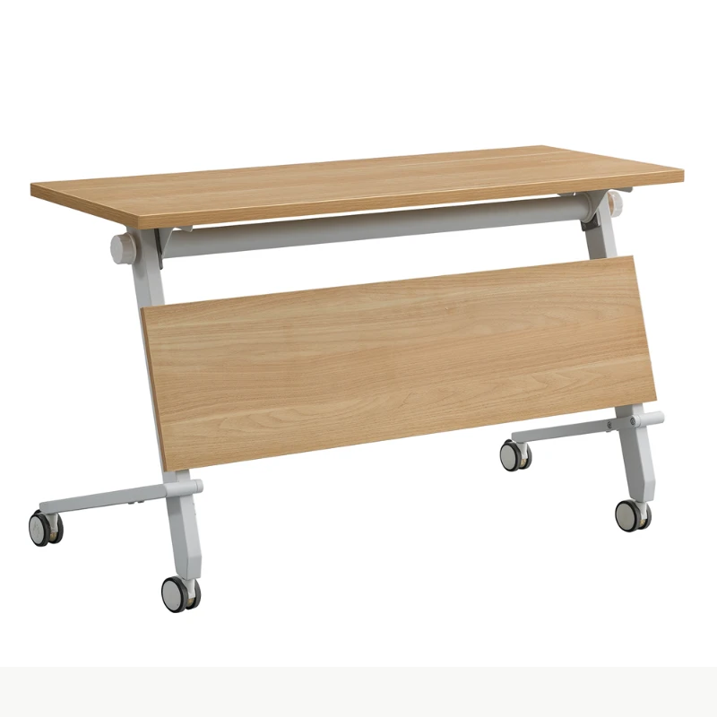 

Modern Simple Wood Top Steel Frame Rectangle Folding Training Desk Foldable Training Table