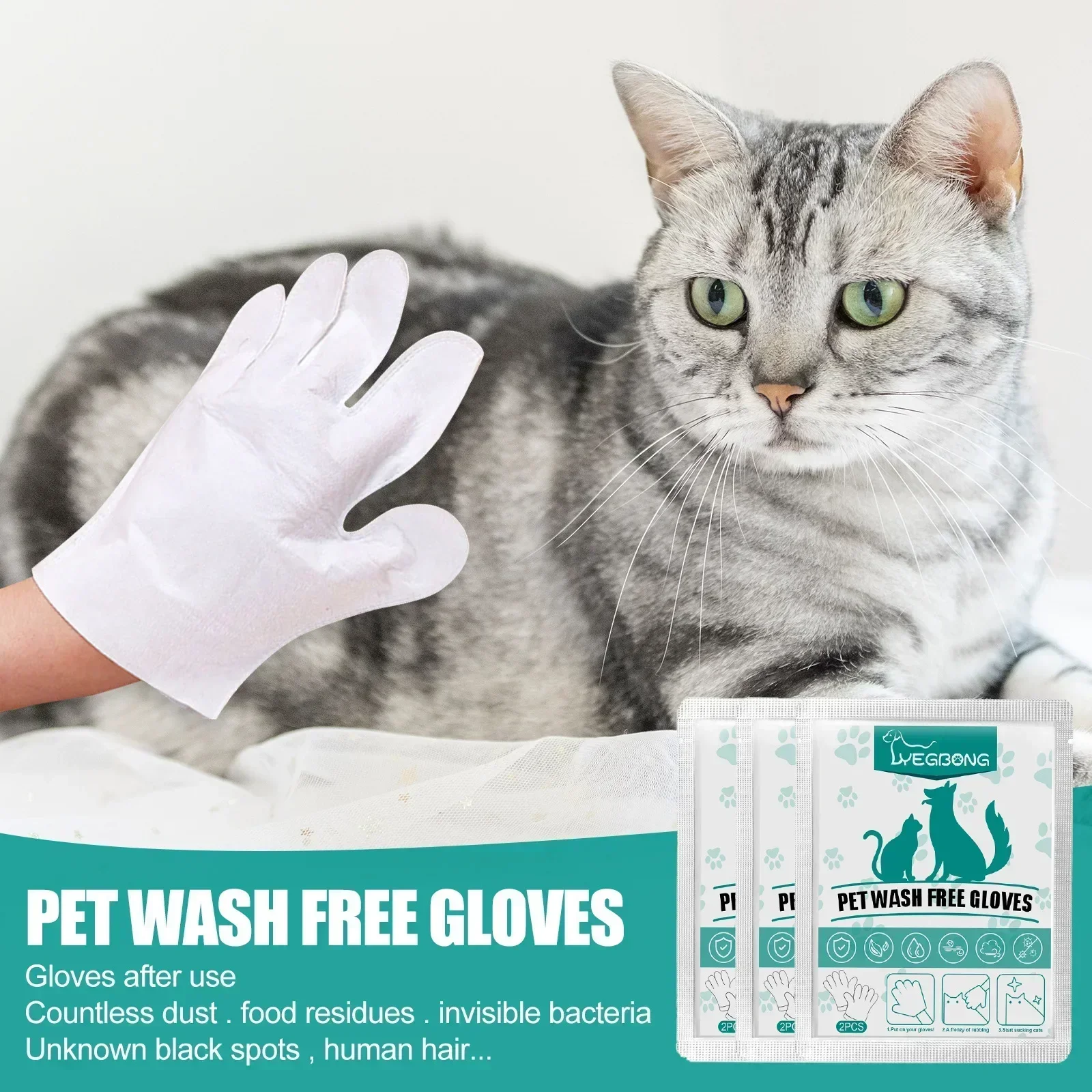 

Cats Dogs SPA Bath Supplies 6pcs Pet Disposable Cleaning Gloves Wash Free Massage Grooming Eye Wipe Gloves for Dogs & Cats