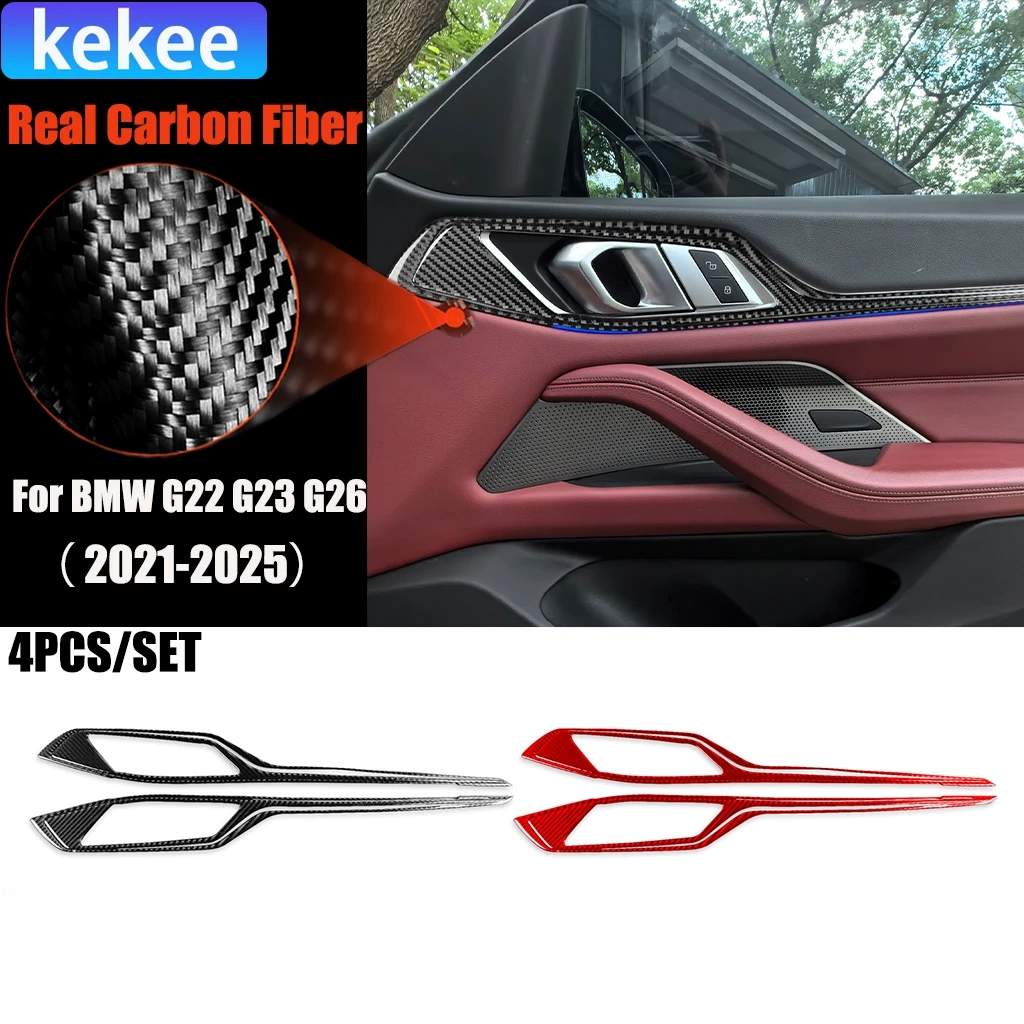 

Carbon Fiber Car Accessories Front Door Handle Modified Interior Trim Cover Sticker For BMW 4 Series 4 Door G22 G23 G26 21-2025