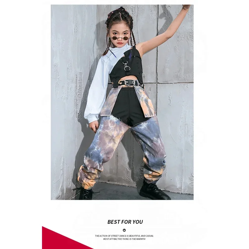 

Girls Jazz Dance Costume 3pcs set Children Hip Hop Kids Modern Street Dance Performance Outfit Catwalk Show Costume dress suits