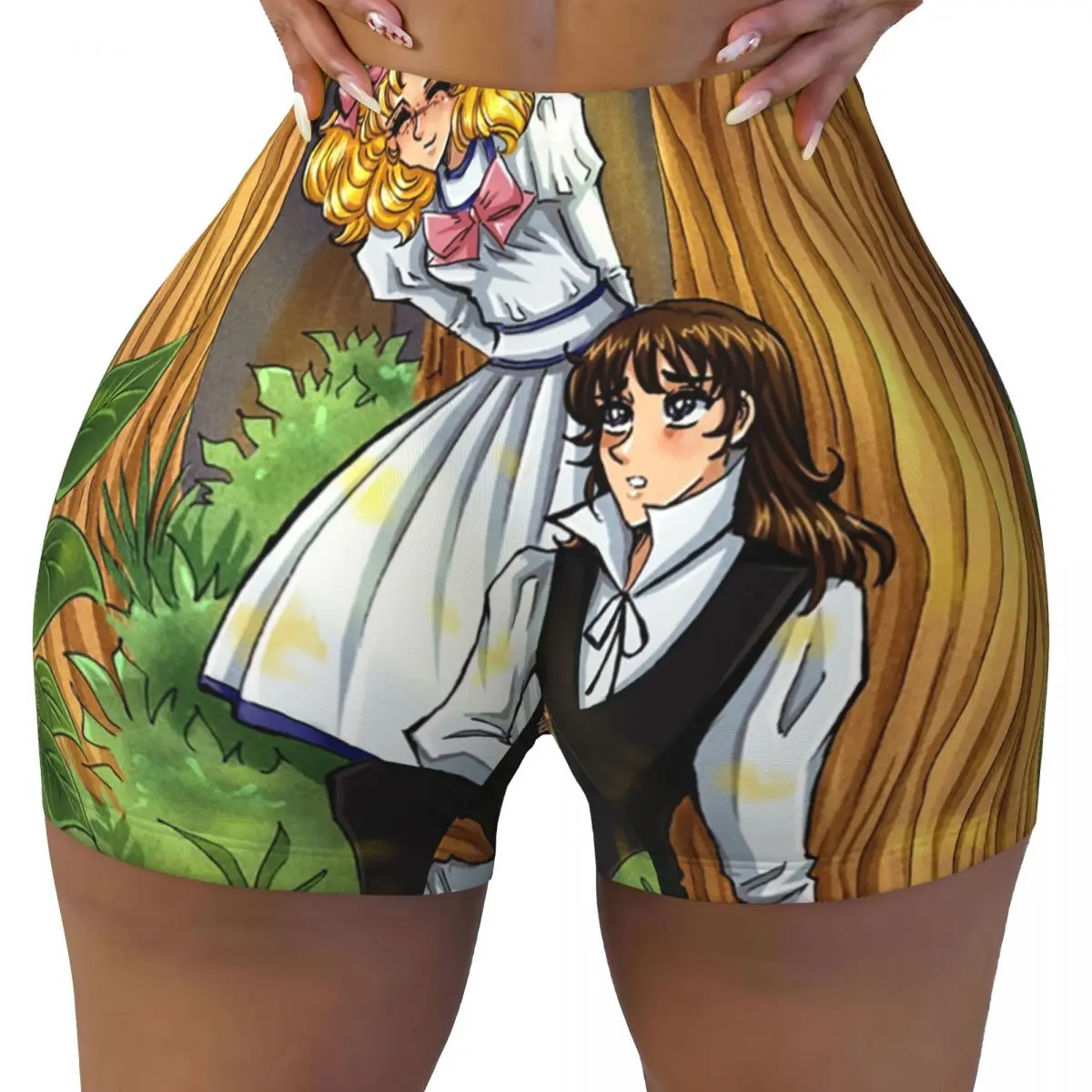 Custom Terry And Candy In The Forest Gym Running Volleyball Shorts Women Manga Candy Candy Workout Yoga Shorts