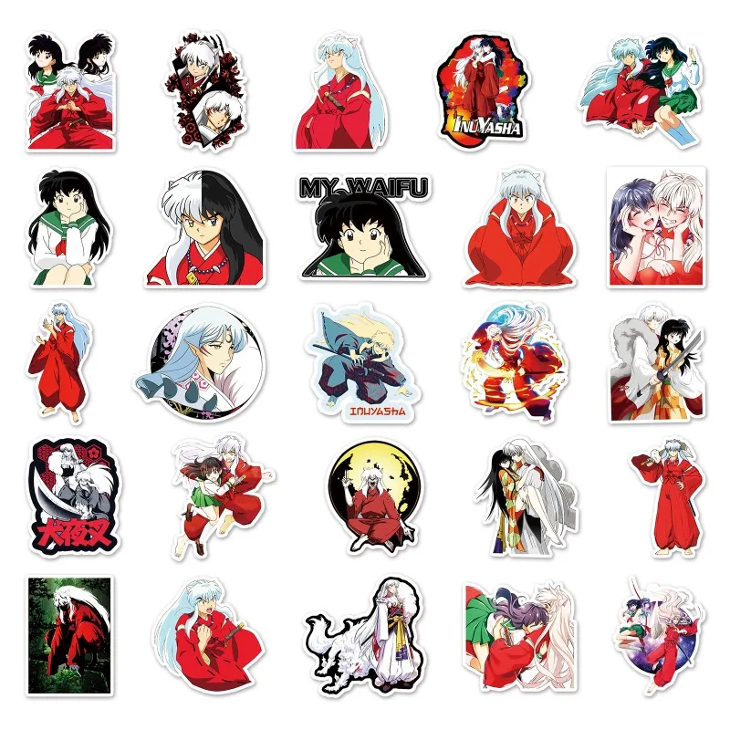 50pcs Inuyasha Japanese Anime Cartoon Manga Graffiti Sticker Water Cup Luggage Desktop Stationery Skateboard Decoration Sticker