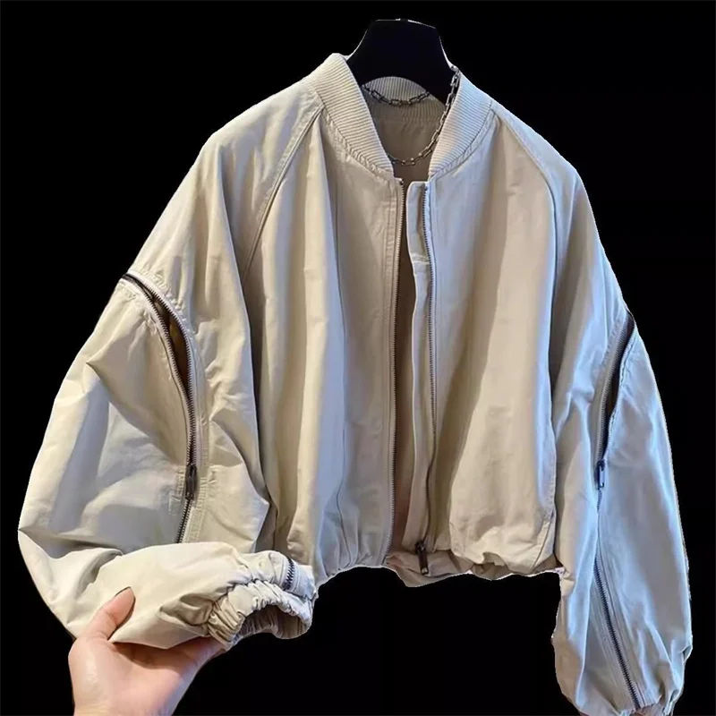 New Fashion Zipper Design Sense Niche Loose Casual Short Jacket Joker top Baseball Uniform Coat Women's Spring and Autumn Models