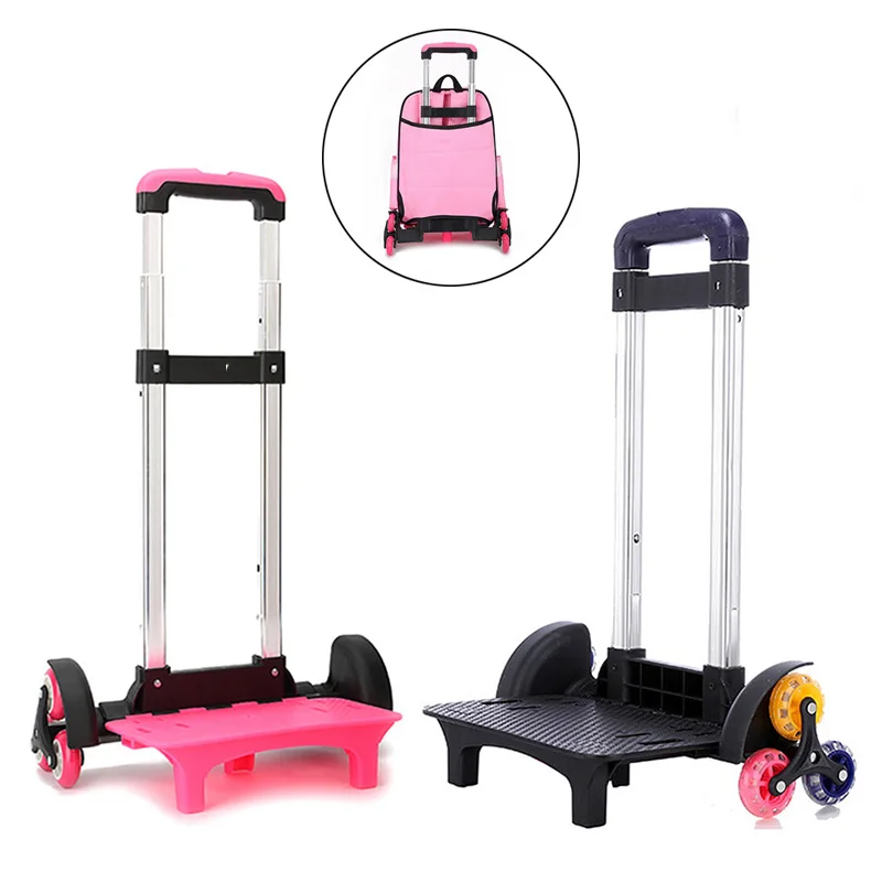 6 Wheels Expandable Aluminum Alloy Pull Rod Portable Cart Kid Trolley For Backpack School Bag Children Luggage Bag Roll Cart