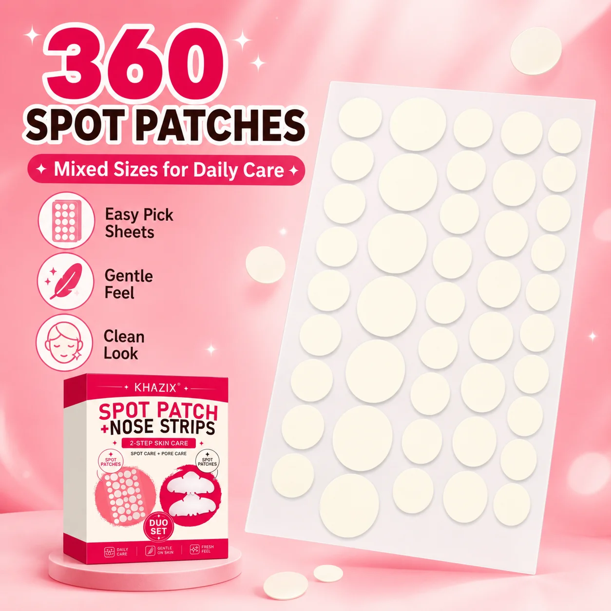 364pcs Hydrocolloid Acne Pimple Patch, Hydrocolloid Spot Stickers, Covering Zits and Defect, Nighttime Spot Stickers for Face view 5