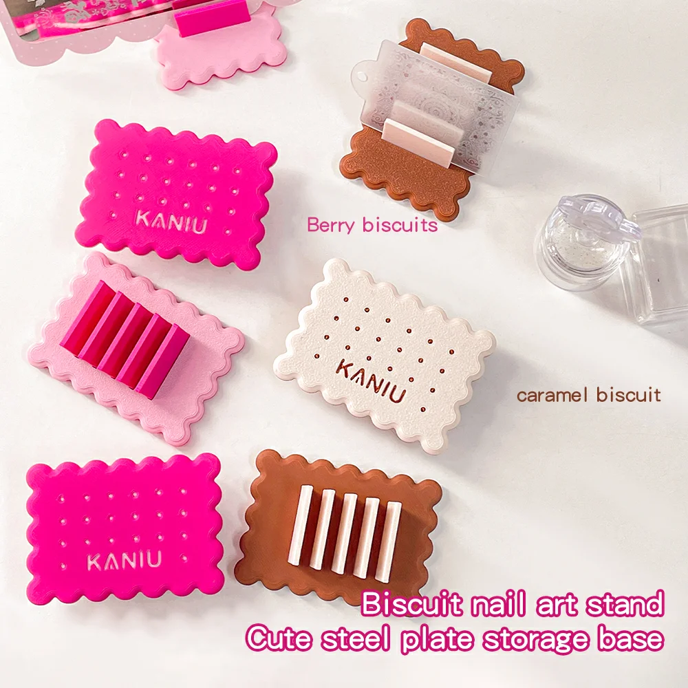Kaniu Nail Art Steel Plate Storage Base Cookie-Shaped Color Chart Card Desktop Display Pen Holder Desktop Organizer Nail Tools