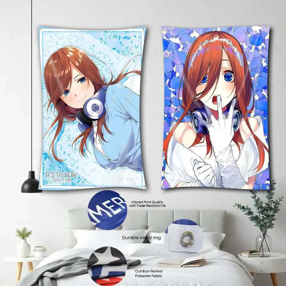 Miku Nakano  Offical Art Flag Tapestry Banner for Bedroom Living Room Outdoor Camping Custom Supported