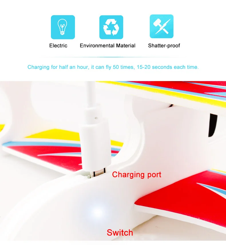 

30PCS Children's DIY Biplane Glider EPP Foam Hand Throwing Aircraft Rechargeable Electric Model Toys Powered Flying Plane