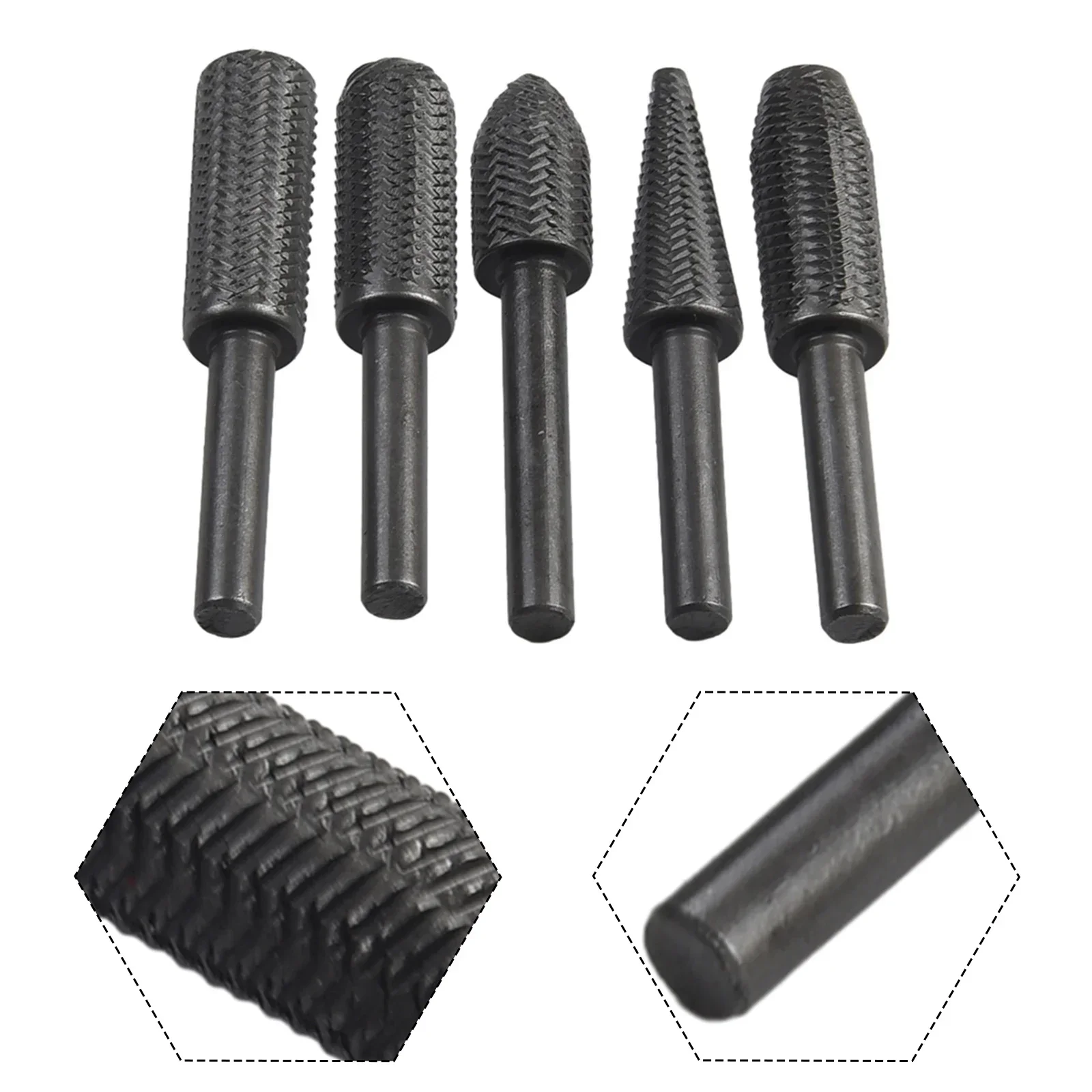 Precisão Moagem Solution Set, Rotary Rasp File, endurecido construção de aço liga temperado, apto para metal, madeira, plástico, 5pcs