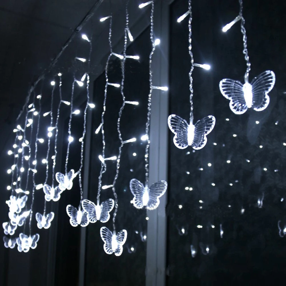 Butterfly Curtain Lights, 120 LED Window Curtain Fairy Lights USB Powered Twinkle Curtain String Lights with 8 Modes and Remote