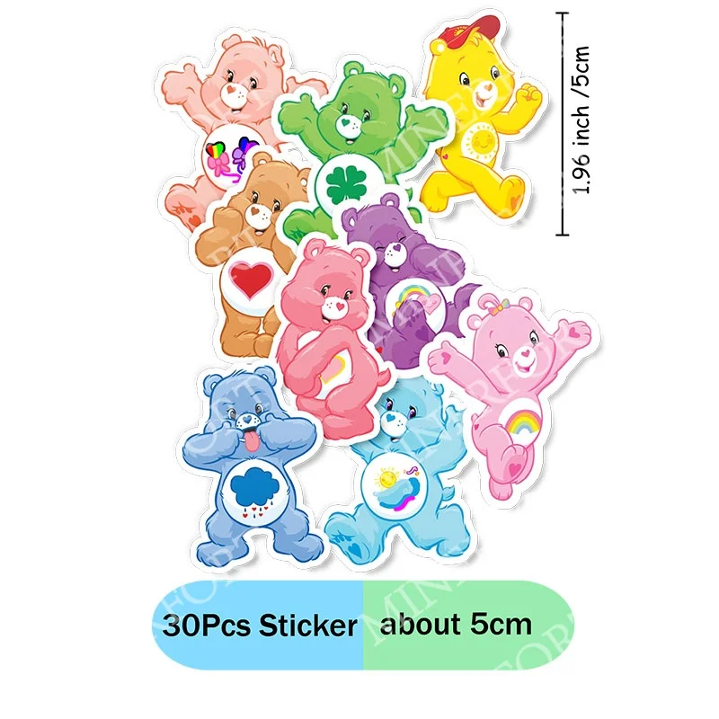 Care Bears Aufkleber Cartoon-Dekoration für Geburtstag Hochzeit Babyparty Festival Picknick Feierlichkeiten Veranstaltung Party-Zubehör – Detail 6