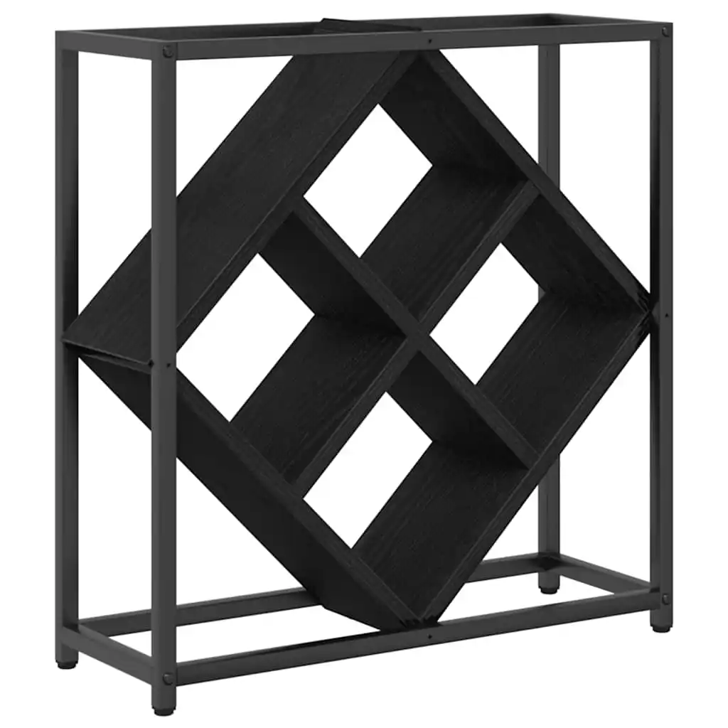 رف النبيذ البلوط الأسود 51x18x52.5 سم الخشب الهندسي الحديث المنزلية الإبداعية WineBottle رف شاشة منظم النبيذ المستقر #1