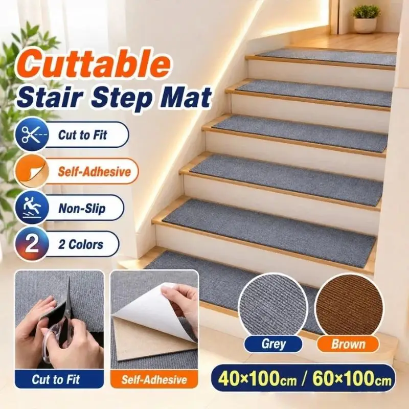 Self Adhesive Stair Rug Cut Cat Paw Pad Non Slip Floor Mat Solid Color Soundproofing Stair Mat Tool