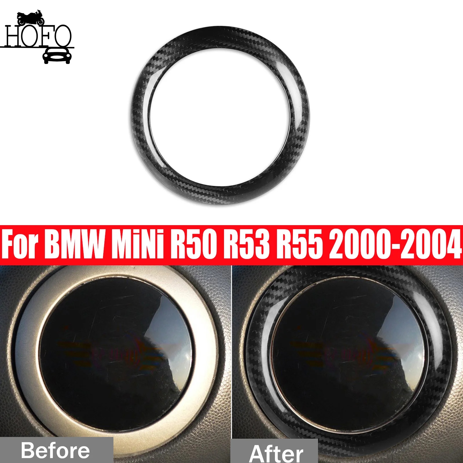 

Carbon Fiber Exterior Steering Wheel Ring Cover Trim For BMW MiNi R50 R53 R55 2000 2001 2002 2003 2004