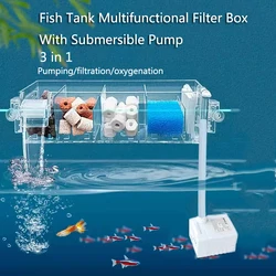 Waterfall Fish Tank Filter Box Wall Mounted Built-in Silent Circulating Water Purifier For Aquarium Tank Box With Water Pump