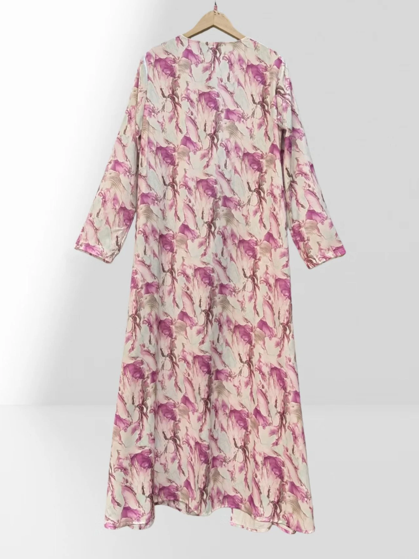 Middle Eastern Open Front Abaya+Hajib 2pcs Muslim Women Printed Floral Abayas Full Sleeve Kaftans Islamic Maxi Dresses Jilbabs